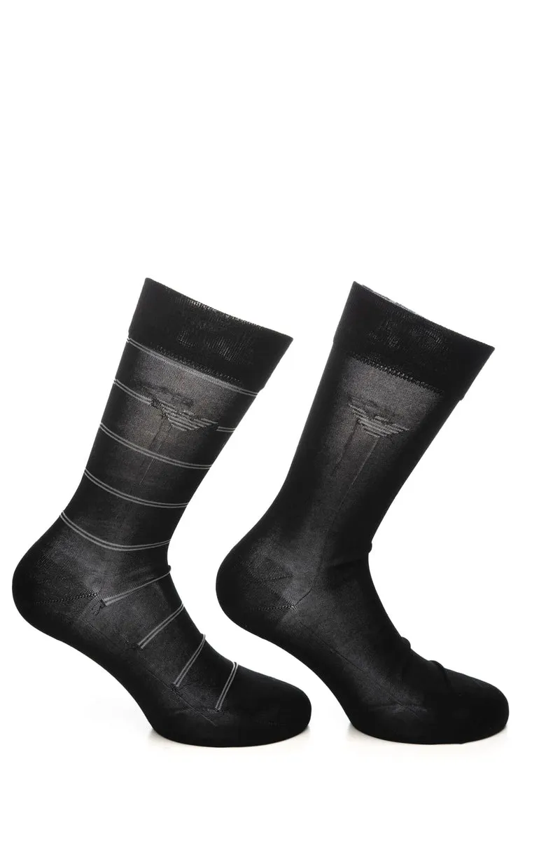Calzini Corti Emporio Armani Short Socks Set 2 Pack Da Uomo Nero Unito Nero Righe Grigio In Filato Di Misto Cotone