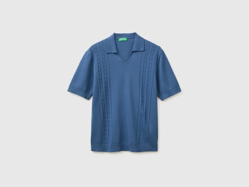 Polo in maglia con trecce