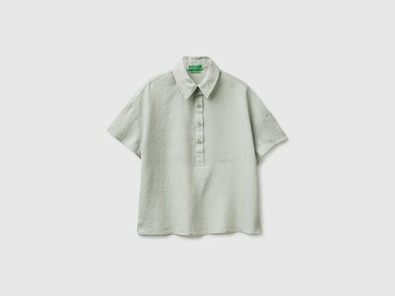 Blusa a manica corta 100% lino