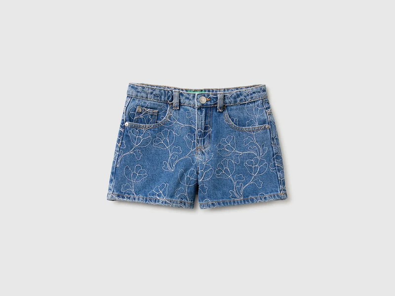 Shorts di jeans ricamato