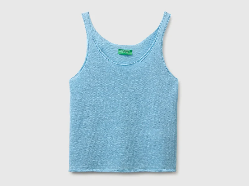 Top in maglia di misto lino