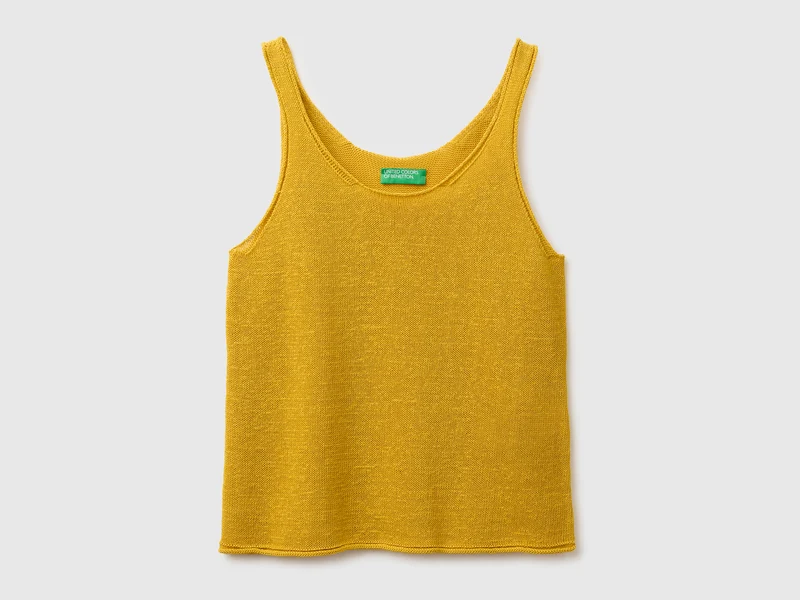 Top in maglia di misto lino