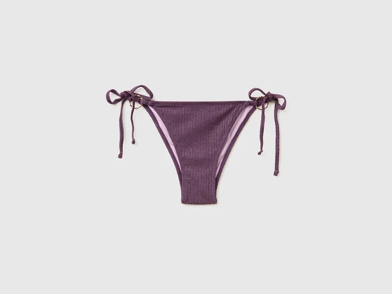 Slip mare a costine con lurex e laccetti