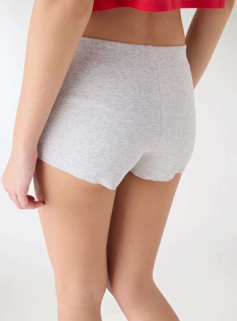 Culotte a costina tinta unita