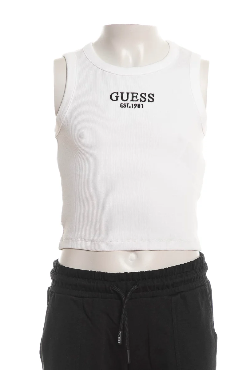 Canotta Top Guess Est 1981 Embroidered Girl Da Bambina Bianca