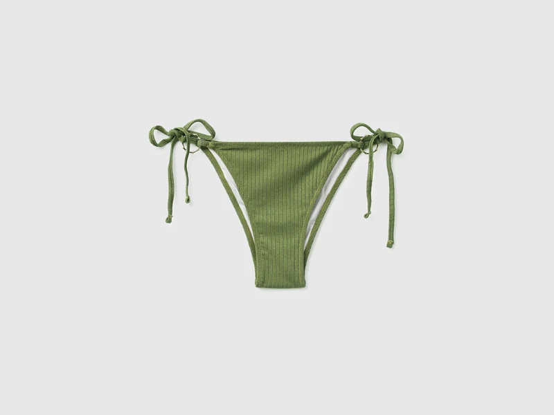 Slip mare a costine con lurex e laccetti
