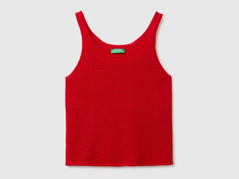 Top in maglia di misto lino