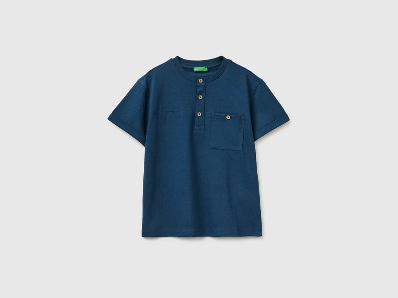 T-shirt serafino in misto lino