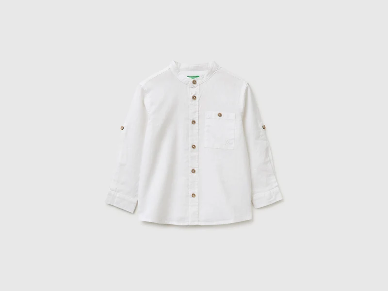 Camicia alla coreana in misto lino