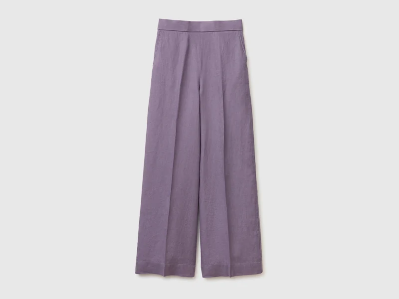 Pantaloni palazzo in puro lino