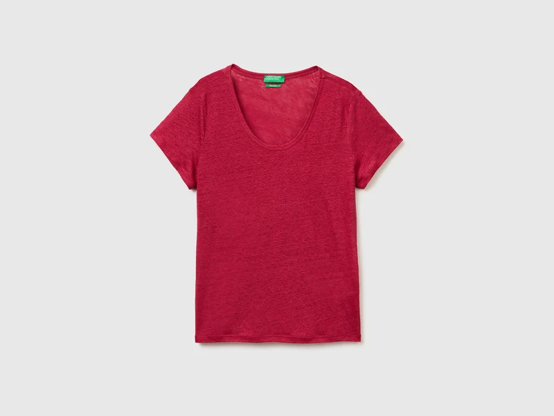 T-shirt scollo rotondo in puro lino