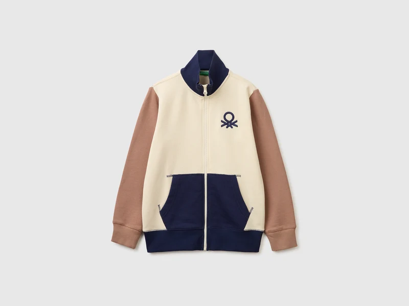 Felpa con zip in puro cotone
