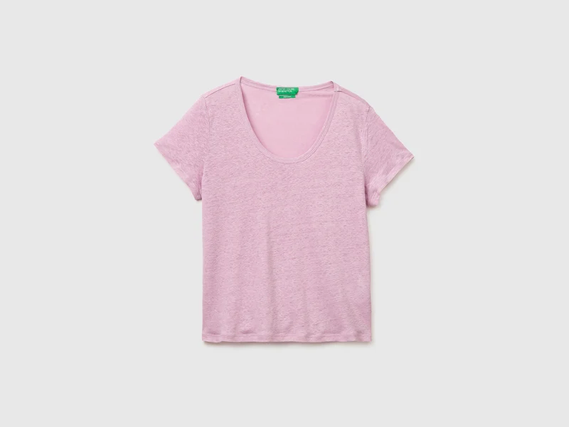 T-shirt scollo rotondo in puro lino