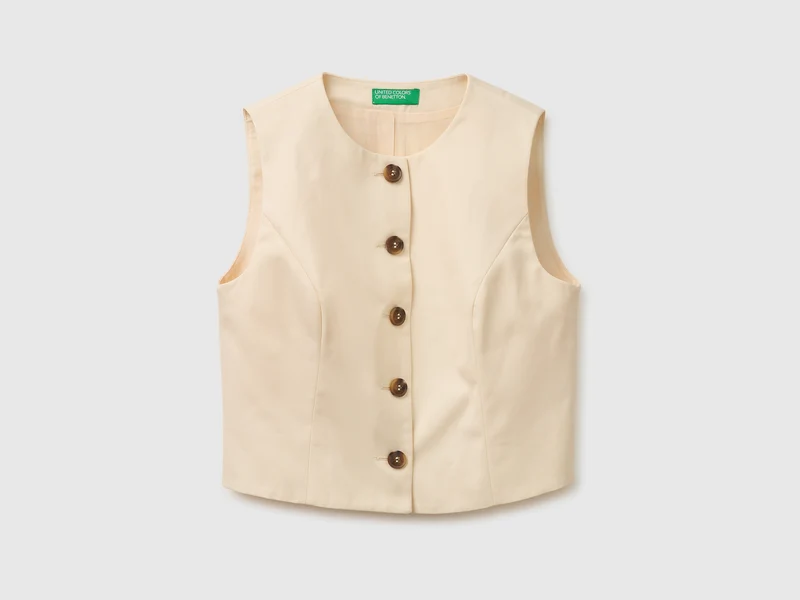 Gilet girocollo con bottoni
