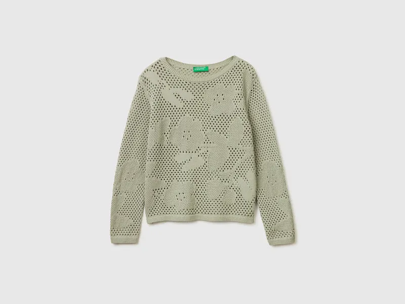 Maglia traforata con fiori