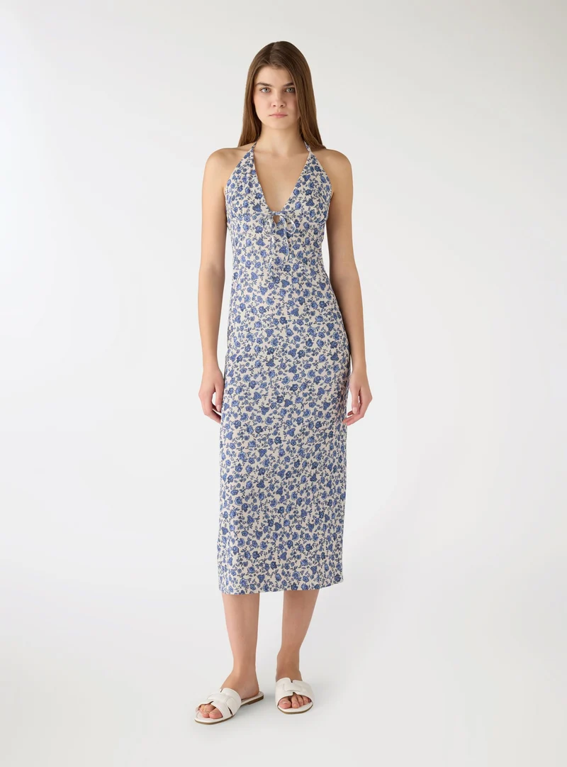 Vestito halterneck con stampa a fiori