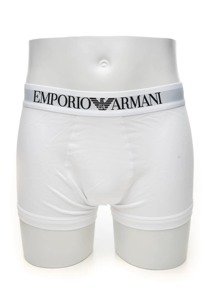 Slip Emporio Armani Trunk Stretch Cotton Da Uomo Bianco El Bianco In Tessuto
