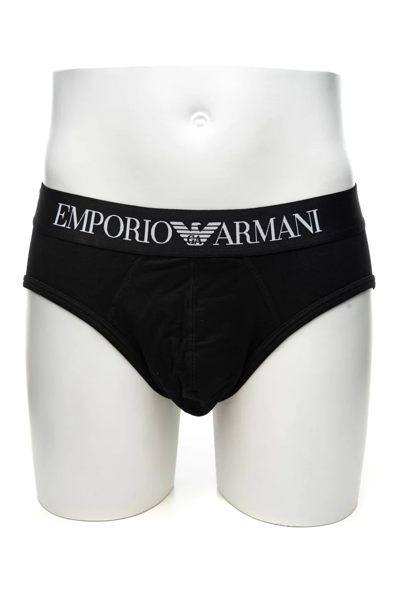 Slip Emporio Armani Brief Stretch Cotton Da Uomo Nero El Nero In Tessuto