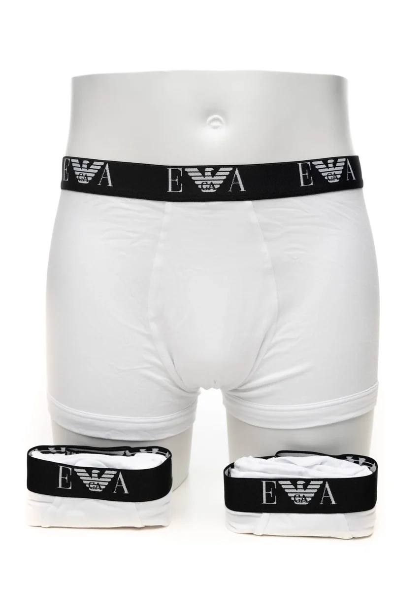 Boxer Emporio Armani Trunk 3 Pack Da Uomo Bianco El Nero In Tessuto