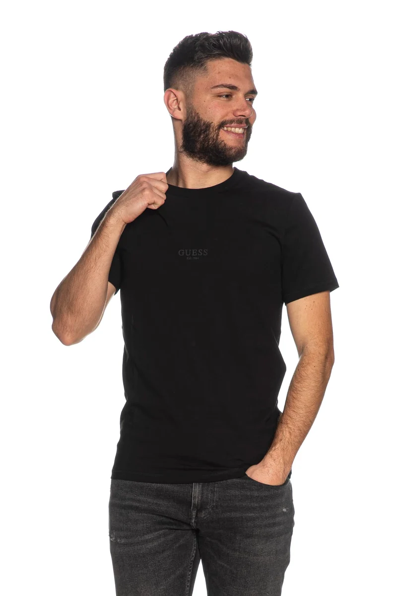 T Shirt Guess Ss Aidy Tee Da Uomo Nera