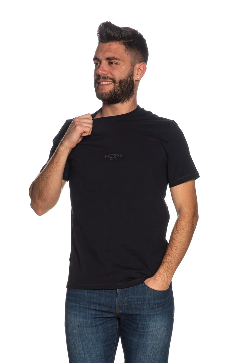 T Shirt Guess Ss Aidy Tee Da Uomo Blu Marina