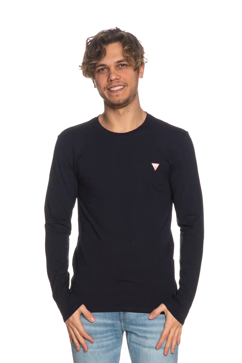 T Shirt Guess Core Ls Tee Da Uomo Blu Navy