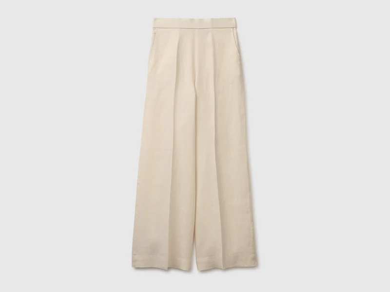 Pantaloni palazzo in 100% lino