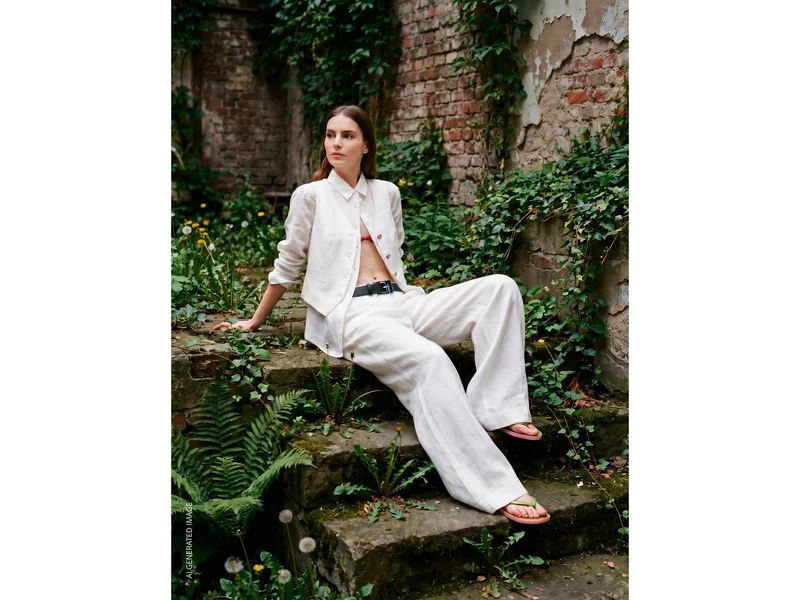 Pantaloni palazzo in 100% lino