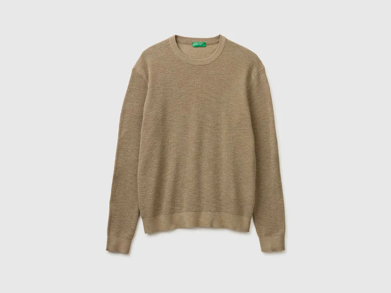 Maglia girocollo in misto lino