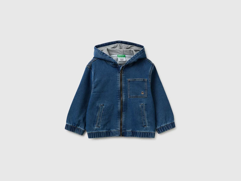 Giubbino in denim con cappuccio