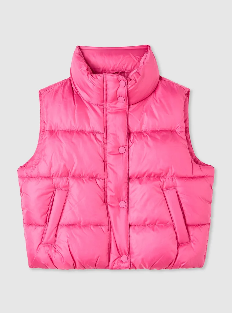 Gilet imbottito smanicato con collo alto