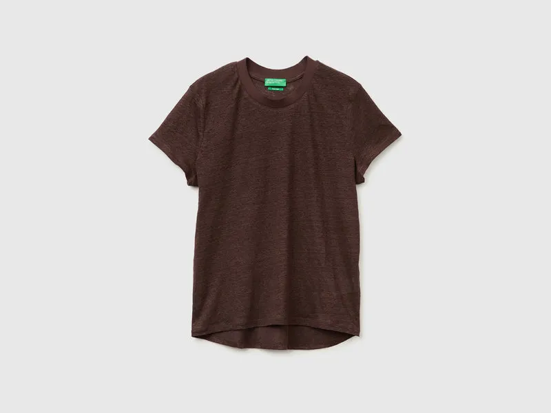 T-shirt girocollo in puro lino