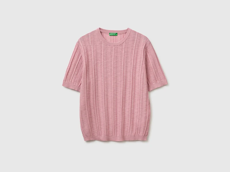 Maglia manica corta in misto lino