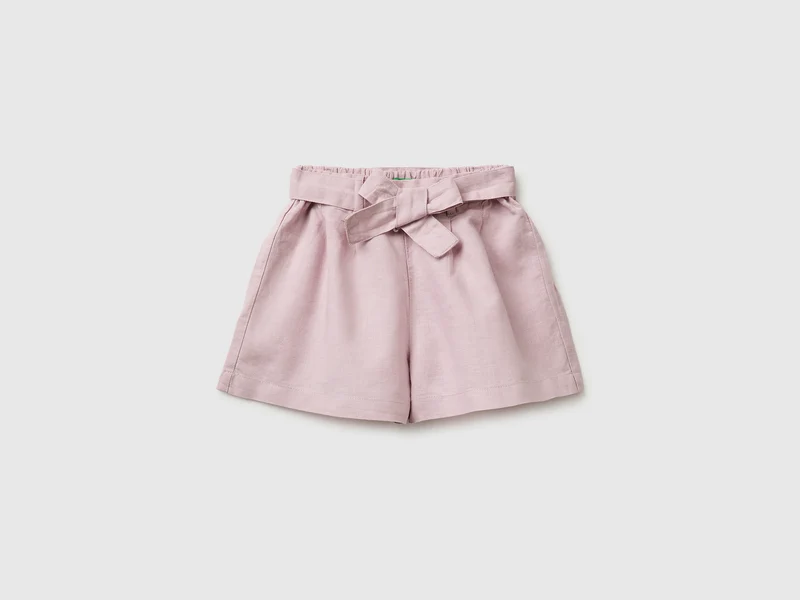 Shorts con fusciacca in misto lino