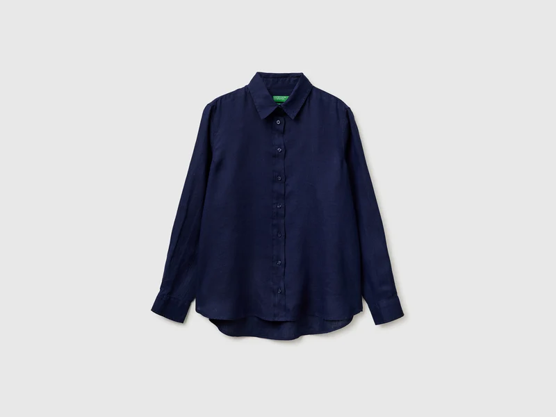 Camicia regular fit in puro lino