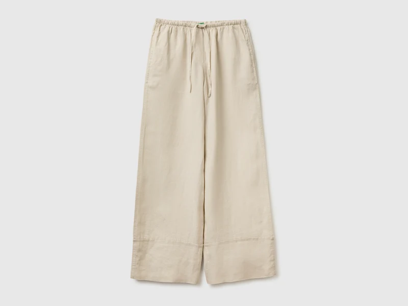 Pantaloni con risvolto 100% lino