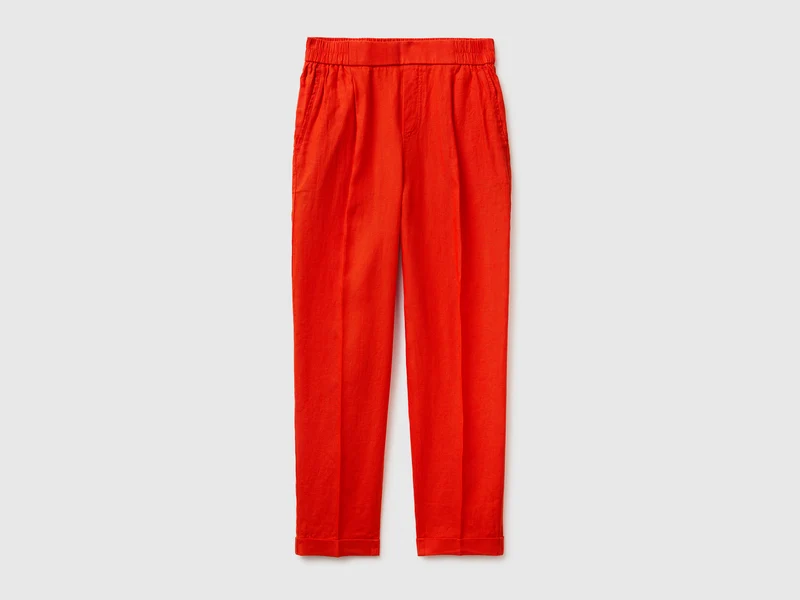 Pantaloni a sigaretta 100% lino