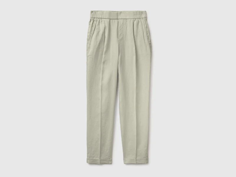 Pantaloni a sigaretta 100% lino
