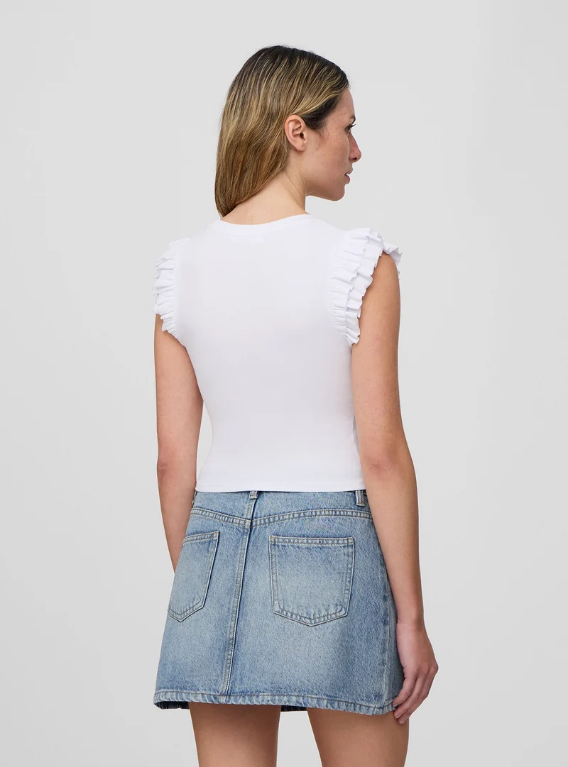 T-shirt crop con maniche a balze