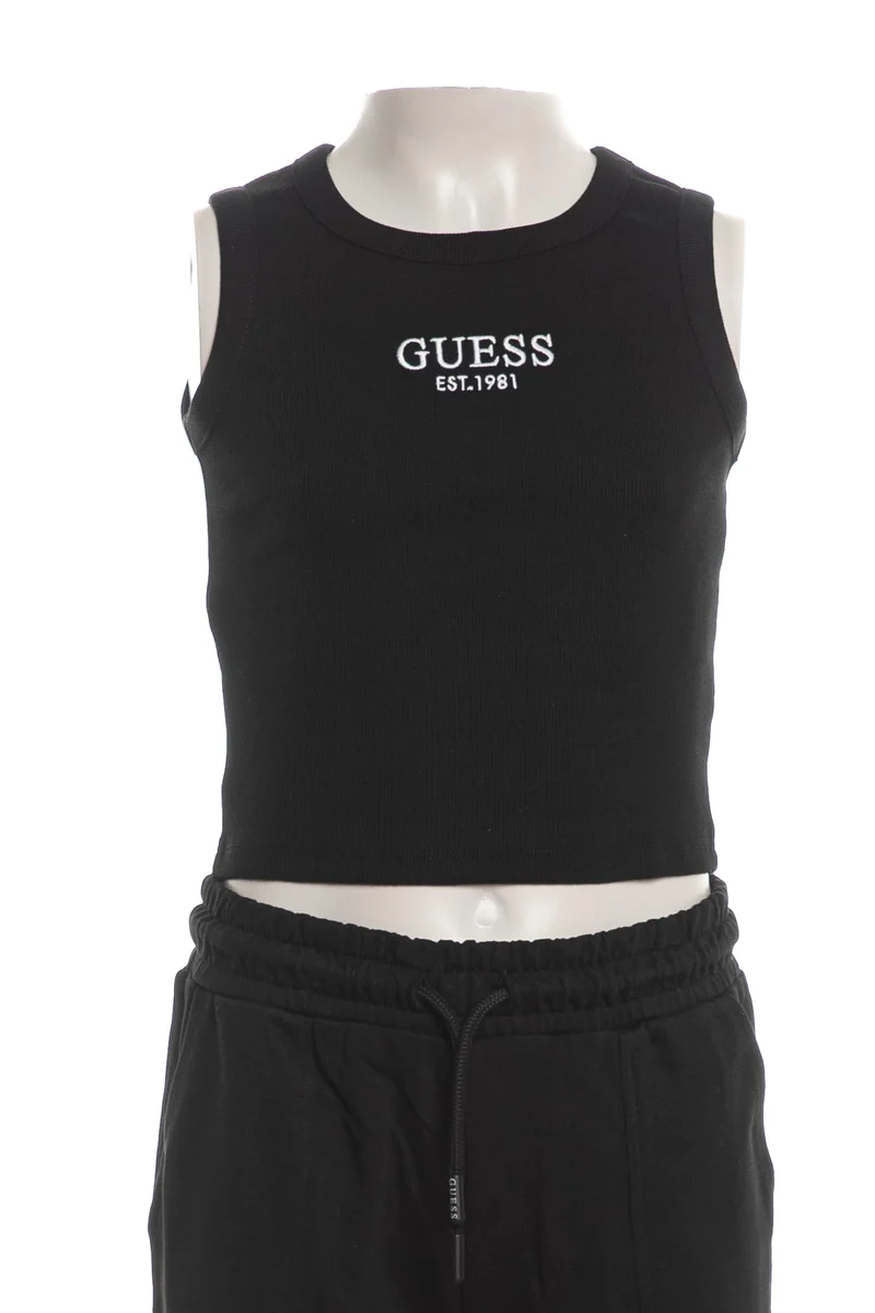 Canotta Top Guess Est 1981 Embroidered Girl Da Bambina Nera
