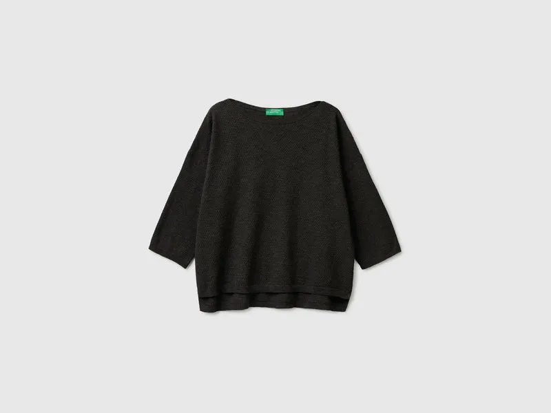 Maglia boxy fit in misto lino