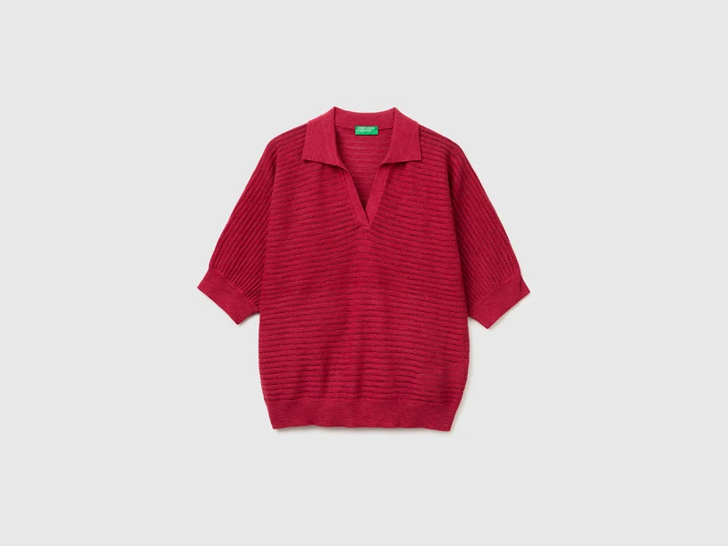 Polo traforata in misto lino