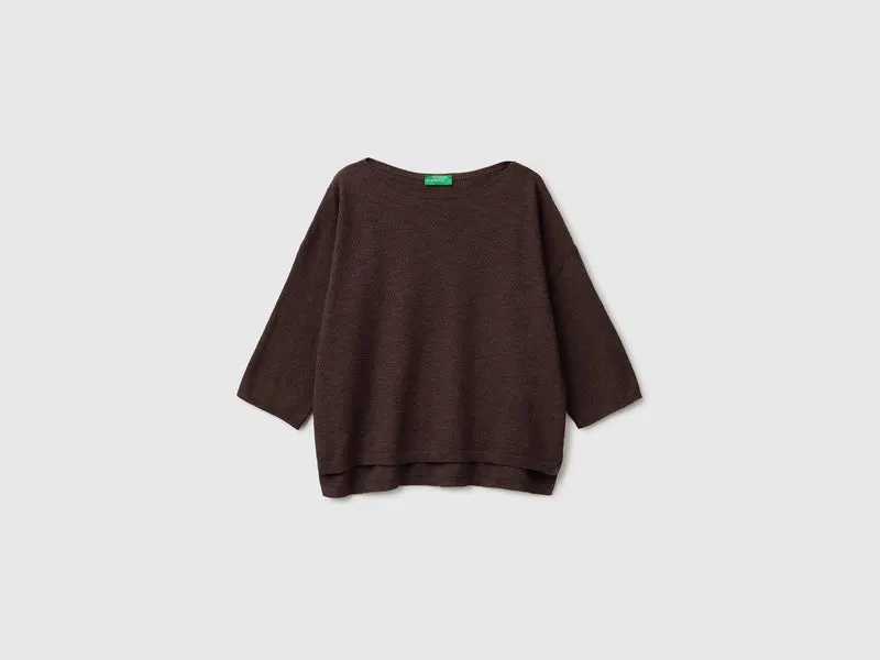 Maglia boxy fit in misto lino