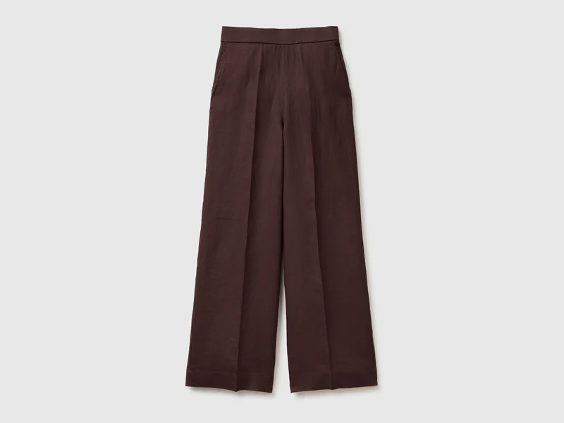 Pantaloni palazzo in puro lino