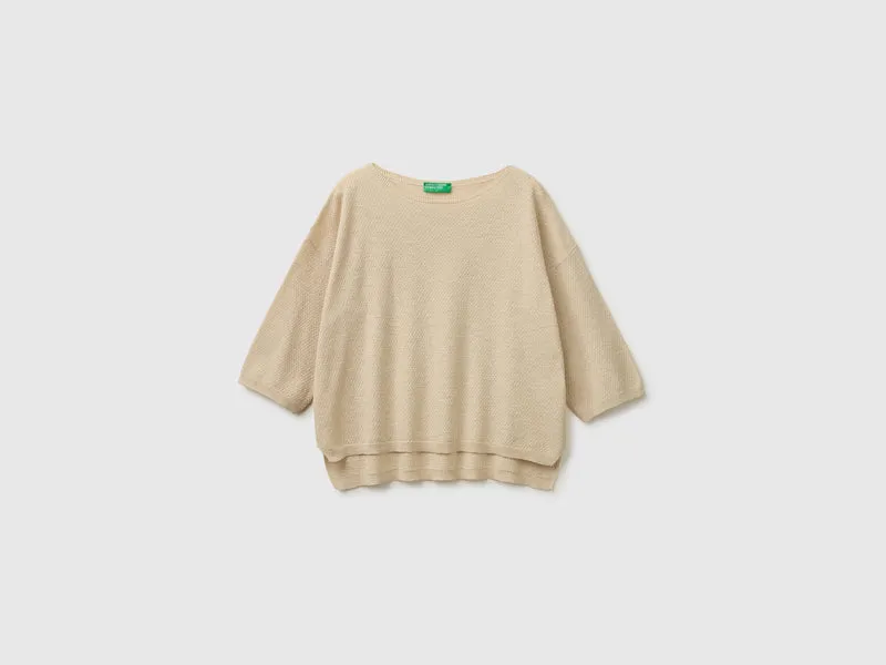 Maglia boxy fit in misto lino
