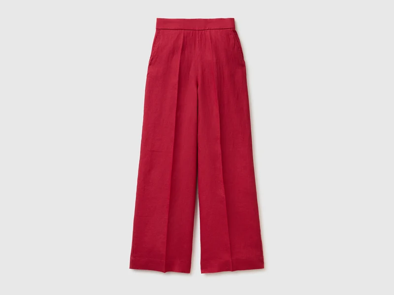 Pantaloni palazzo in puro lino