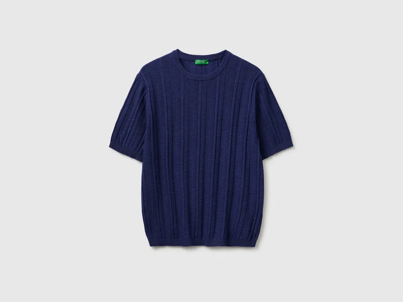 Maglia manica corta in misto lino