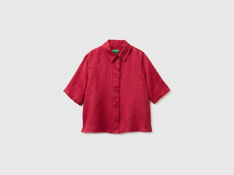 Camicia corta in puro lino