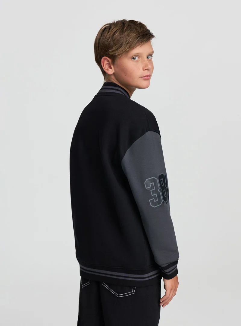 Bomber stile college in felpa