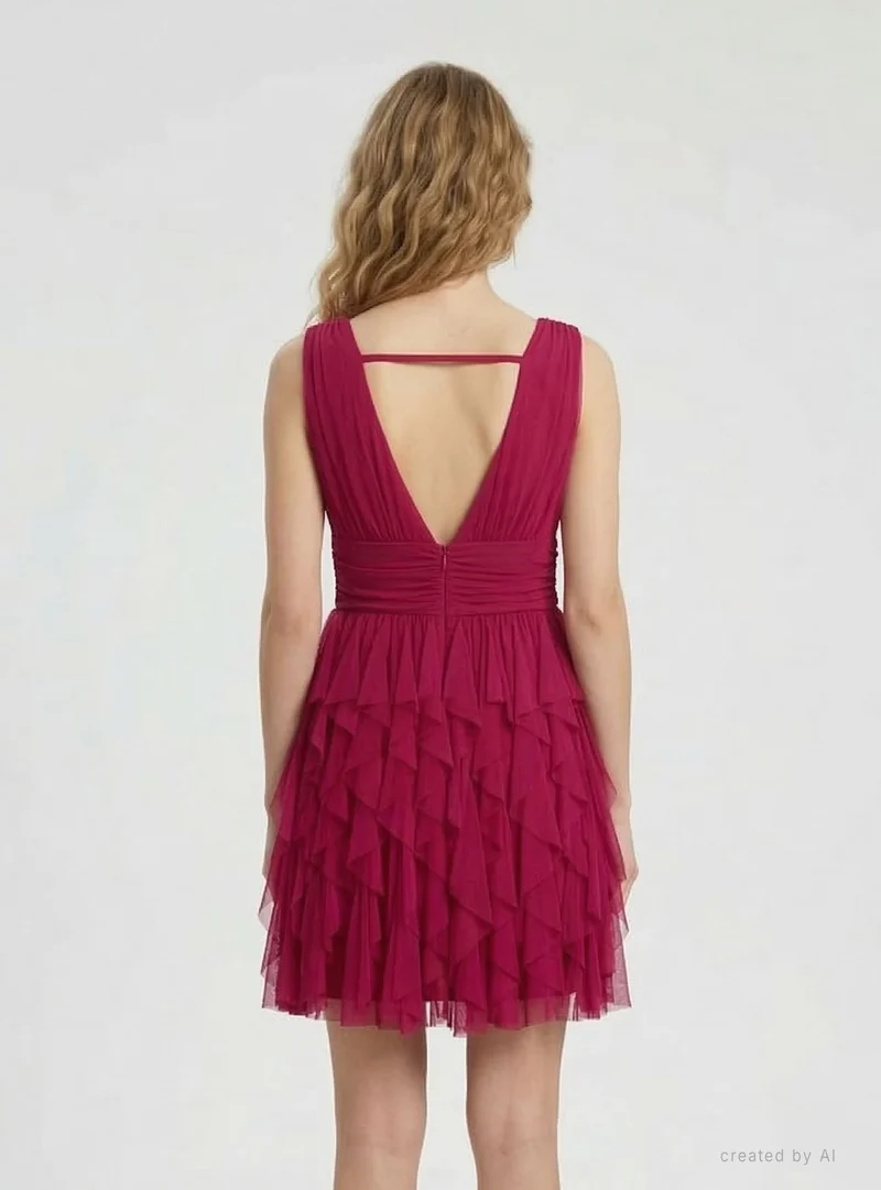 Vestito con balze in tulle